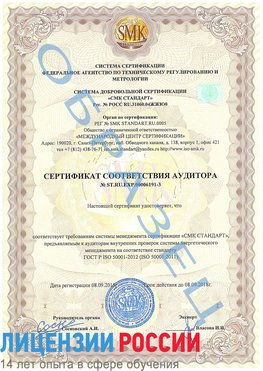 Образец сертификата соответствия аудитора №ST.RU.EXP.00006191-3 Королев Сертификат ISO 50001
